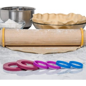 GreenOlive Rolling Pin Guide Ring Spacer Bands (8 Piece Set) Multicolored Flexible Silicone Slip On Baking Accessories Fit 1 3/4” to 2” Wide Dough Rollers