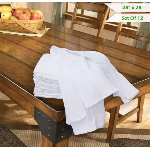 Flour Sack Kitchen Towels (White,12 Pack) 100% Cotton,28x28 Inch Cloth Napkin, Bread wrapper, Cheesecloth, Multi Purpose Kitchen Dish Towels,Bar Towels, Extremely Absorbent & Sturdy By Excellent Deals