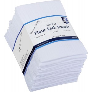 Flour Sack Kitchen Towels (White,12 Pack...