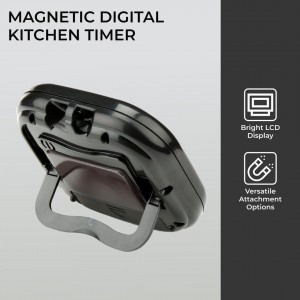 H&S Digital Kitchen Timer - Magnetic Cooking Timer with Large LCD Digits Display & Loud Alarm - Black - Countdown Clock for Kids Classroom - AAA Battery Included - Kitchen Timers for Cooking