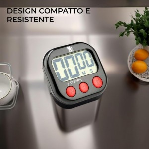 H&S Digital Kitchen Timer - Magnetic Cooking Timer with Large LCD Digits Display & Loud Alarm - Black - Countdown Clock for Kids Classroom - AAA Battery Included - Kitchen Timers for Cooking