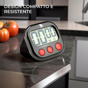 H&S Digital Kitchen Timer - Magnetic Cooking Timer with Large LCD Digits Display & Loud Alarm - Black - Countdown Clock for Kids Classroom - AAA Battery Included - Kitchen Timers for Cooking