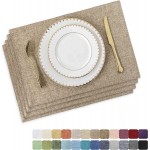 Home Brilliant Linen Placemats Set of 4 Heat Resistant Dining Table Cloth Place Mats Kitchen Table Mats Placemats Table Spring Decor, Natural Linen