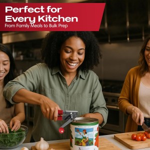 Chef Master Commercial Can Opener Heavy Duty - Manual Hand Crank for Large Cans with Anti-Slip Grip - Stainless Steel Restaurant Can Opener Manual for Seniors, Kitchen, Bars & Food Trucks - 90056