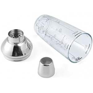 Houdini 24oz Glass Cocktail Shaker, Includes Six Recipes