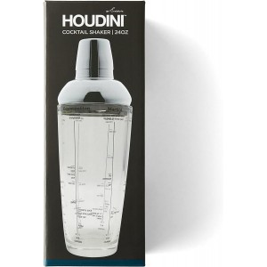 Houdini 24oz Glass Cocktail Shaker, Includes Six Recipes