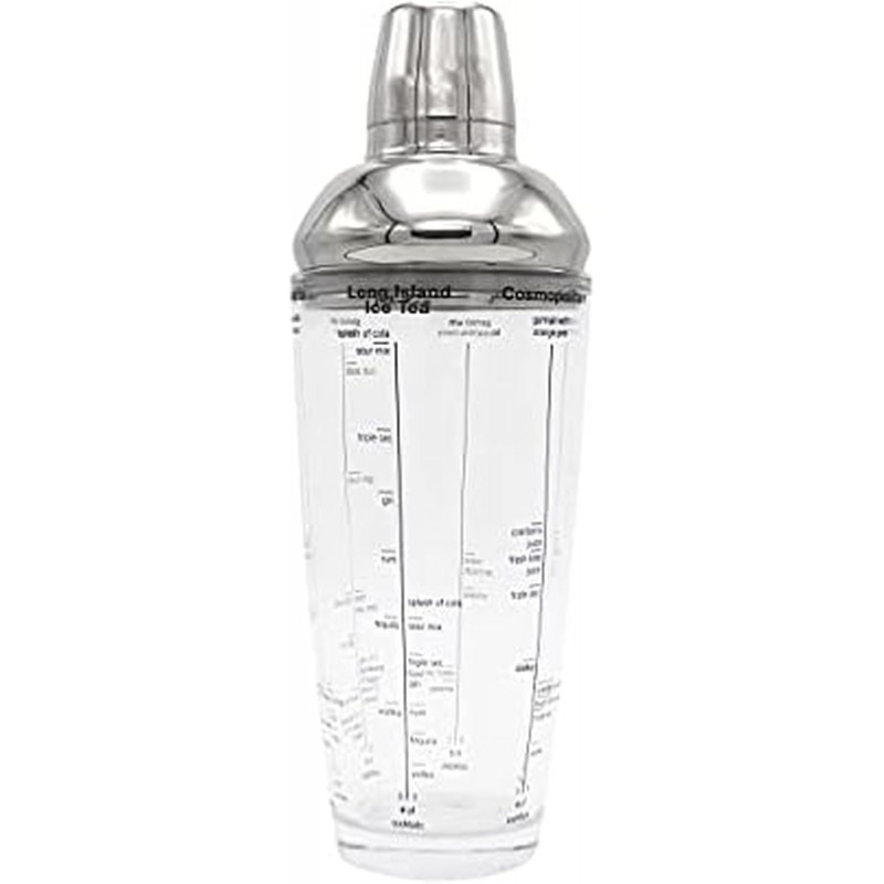 Houdini 24oz Glass Cocktail Shaker, Includes Six Recipes