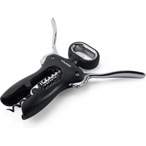 Houdini Wing Corkscrew Wine Bottle Opener, Stainless Steel Non-Stick Spiral, Dishwasher Safe, Clamps Securely onto Bottle, Will Not Crumble Corks