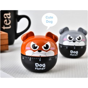 Kitchen Egg Timer,60 Minutes Dog Mechanical Rotating Cooking Timer (Grey)