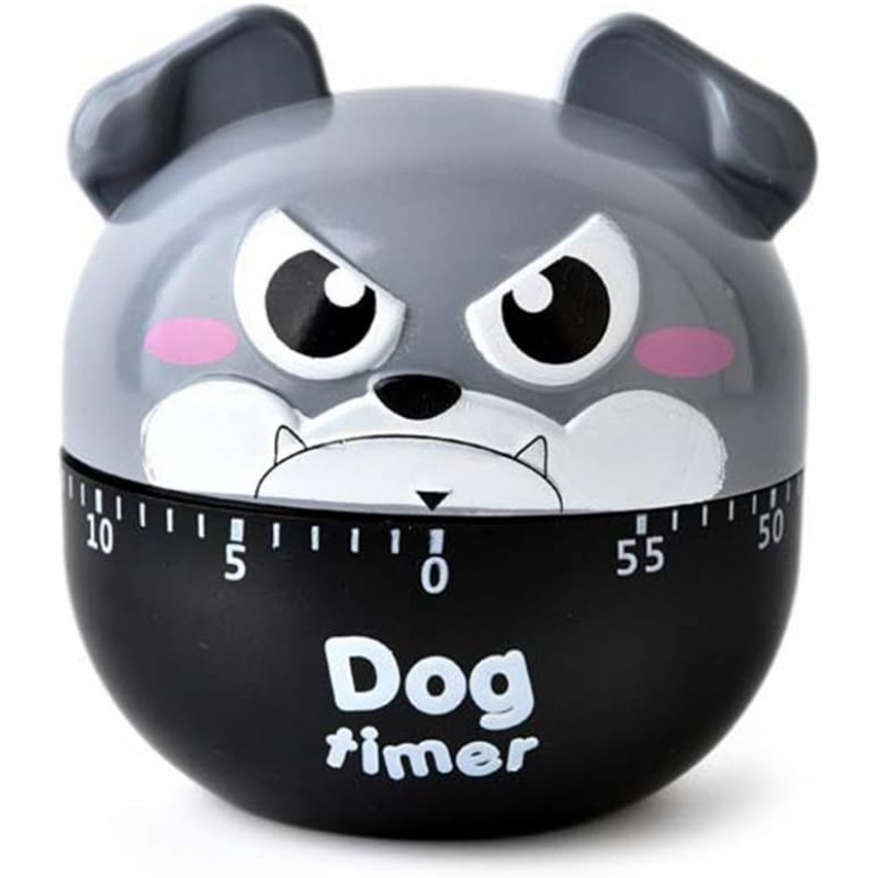 Kitchen Egg Timer,60 Minutes Dog Mechanical Rotating Cooking Timer (Grey)