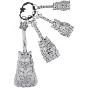 Ganz Family Of Cats Polished Silver Tone Zinc Alloy Measuring Spoons, 4-Piece Set