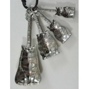 Ganz Family Of Cats Polished Silver Tone Zinc Alloy Measuring Spoons, 4-Piece Set