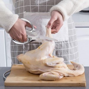 Multi-purpose Kitchen Shears Scissors, Heavy Duty Stainless Steel Scissors with Strong Straight Edge Snips (Silver)