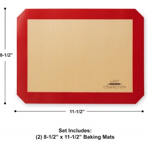 Last Confection Silicone Baking Mat - Set of 2 Non-Stick Quarter Sheet (8-1/2