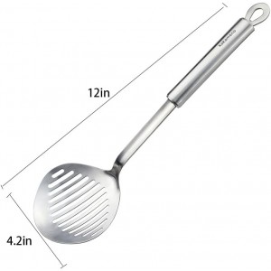 Skimmer Slotted Spoon kitchamajigs Strainer Ladle Heavy Duty 304 Stainless Steel Metal Spatula - Skimmer Slotted Spoon, Cooking Spoon for KitchenSpoon for Kitchen 13in