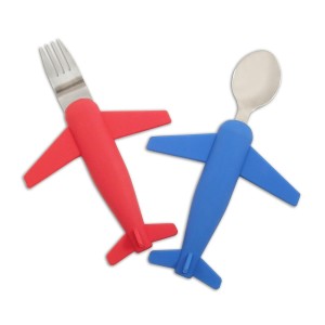 Kids' Airplane Fork & Spoon Set, Stainle...