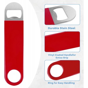 3 Pack Bottle Openers,Beer Bottle Openers, Speed Openers, Stainless Steel Flat Bottle Opener with Exquisite Packaging, for Kitchen, Bar or Restaurant 7 inches Red, Black, Blue