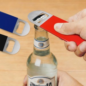 3 Pack Bottle Openers,Beer Bottle Openers, Speed Openers, Stainless Steel Flat Bottle Opener with Exquisite Packaging, for Kitchen, Bar or Restaurant 7 inches Red, Black, Blue