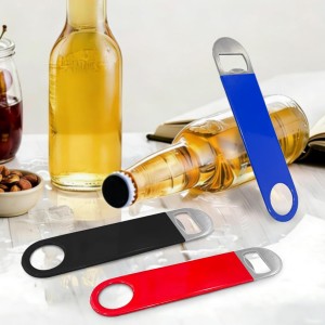 3 Pack Bottle Openers,Beer Bottle Openers, Speed Openers, Stainless Steel Flat Bottle Opener with Exquisite Packaging, for Kitchen, Bar or Restaurant 7 inches Red, Black, Blue