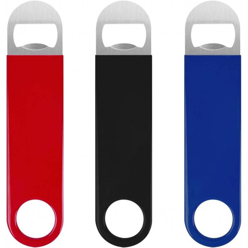 3 Pack Bottle Openers,Beer Bottle Openers, Speed Openers, Stainless Steel Flat Bottle Opener with Exquisite Packaging, for Kitchen, Bar or Restaurant 7 inches Red, Black, Blue