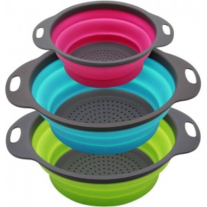 Qimh Collapsible Colander Set of 3 Round...
