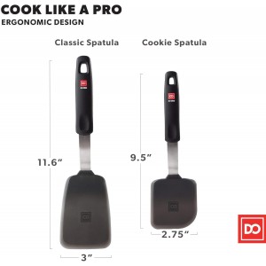 DI ORO Spatulas for Kitchen Use - Forever Warranty - 600°F Heat Resistance Silicone - Turner Spatula Set for Cooking - BPA Free Wide Pancake Spatulas - Egg Flippers for Nonstick Cookware Safe (2pc)
