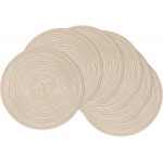 SHACOS Round Placemats Set of 6 Cotton Polyester Braided Place Mats 15 inch Heat Resistant Washable Table Mats for Kitchen Dining Party Natural Table Decor (Beige, 6)