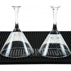 BARsics PVC Bar Service Mat for Cocktail Bartender 18x12 inches (Black 2-Pack)