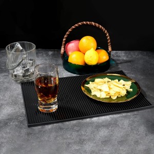 BARsics PVC Bar Service Mat for Cocktail Bartender 18x12 inches (Black 2-Pack)