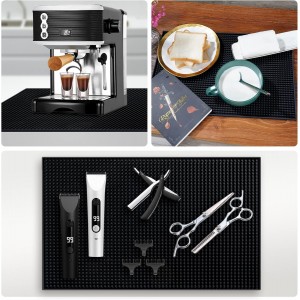 BARsics PVC Bar Service Mat for Cocktail Bartender 18x12 inches (Black 2-Pack)