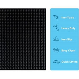 BARsics PVC Bar Service Mat for Cocktail Bartender 18x12 inches (Black 2-Pack)