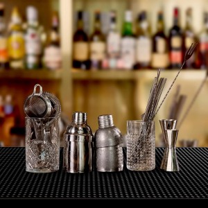 BARsics PVC Bar Service Mat for Cocktail Bartender 18x12 inches (Black 2-Pack)