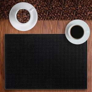 BARsics PVC Bar Service Mat for Cocktail Bartender 18x12 inches (Black 2-Pack)