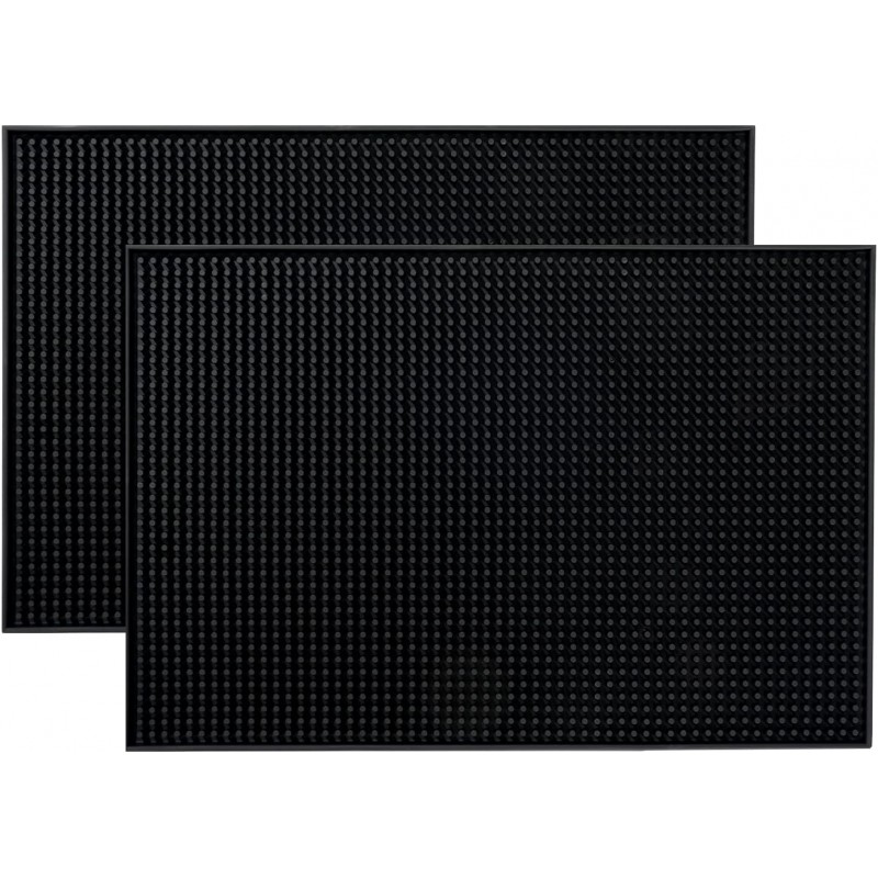 BARsics PVC Bar Service Mat for Cocktail Bartender 18x12 inches (Black 2-Pack)