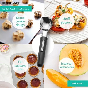 ​Farberware Professional Ice Cream Scoop, ​​Comfortable Handle, Heavy Duty, Professional Grade Scooper, Get Perfect Shape Scoops, Great for Spooning Frozen Hard Gelato and Sorbet, Cookie Dough, Melon