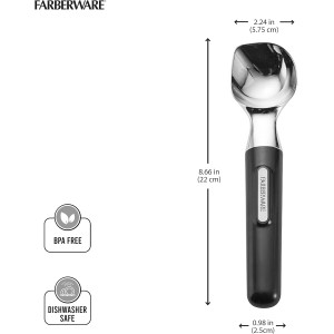 ​Farberware Professional Ice Cream Scoop, ​​Comfortable Handle, Heavy Duty, Professional Grade Scooper, Get Perfect Shape Scoops, Great for Spooning Frozen Hard Gelato and Sorbet, Cookie Dough, Melon
