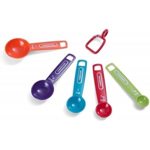 Professional Plastic Measuring Spoons, Set of 5, Colors may vary