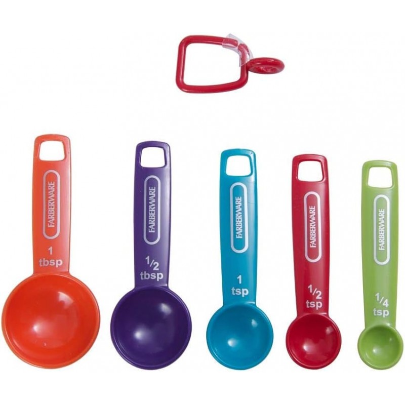 Professional Plastic Measuring Spoons, Set of 5, Colors may vary