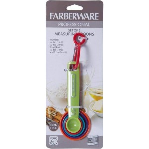 Professional Plastic Measuring Spoons, Set of 5, Colors may vary