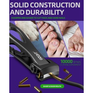 SZQHT Ultra Wide Jaw Opening Nail Clippers Set, Toenail Clippers for Thick Nails, Heavy Duty Nail Cutter, Stainless Steel Toe Nail Clippers for Seniors, Men & Women Manicure,Pedicure,Big(Black)