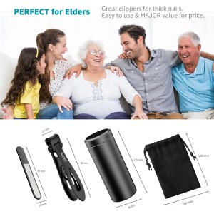 SZQHT Ultra Wide Jaw Opening Nail Clippers Set, Toenail Clippers for Thick Nails, Heavy Duty Nail Cutter, Stainless Steel Toe Nail Clippers for Seniors, Men & Women Manicure,Pedicure,Big(Black)