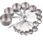 Smithcraft Measuring Cups and Spoons Set, 18/8 Stainless Steel Measuring Cups and Spoons for Kitchen & Baking, Heavy Duty Metric & US 8 Measuring cups, 9 Measuring Spoons Set