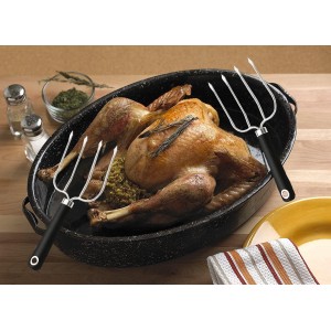 Turkey Lifter Forks Set of 2 Stainless Steel Turkey Lifters with Non-Slip Handle Turkey and Poultry Lifters Turkey Claws Carving Fork