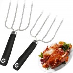 Turkey Lifter Forks Set of 2 Stainless Steel Turkey Lifters with Non-Slip Handle Turkey and Poultry Lifters Turkey Claws Carving Fork