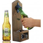 ZGZD Wooden Bottle Opener Wall Mounted with Cap Catcher, Gifts for Men and Beer Lovers