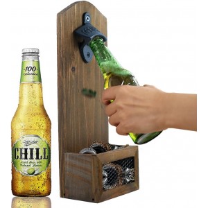 ZGZD Wooden Bottle Opener Wall Mounted w...