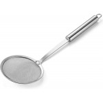 Stainless Steel Skimmer Strainer,Stainless Steel Fat Skimmer Spoon Fine Mesh Food Strainer for Grease, Gravy and Foam with Long Handle