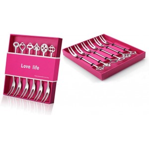 6 Pack Fruit Stainless Steel Pickle Forks, 4.84 Inch Small Cocktail Forks for Olive Appetizer Dessert Seafood, Gifts for Women in Her Birthday Anniversary Valentines Mother’s Day