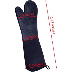DoMii Extra Long Silicone Oven Mitts Heavy Duty Commercial Grade Oven Mitts Heat Resistant BBQ Gloves with Quilted Cotton Lining 2 Pack