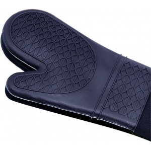 DoMii Extra Long Silicone Oven Mitts Heavy Duty Commercial Grade Oven Mitts Heat Resistant BBQ Gloves with Quilted Cotton Lining 2 Pack